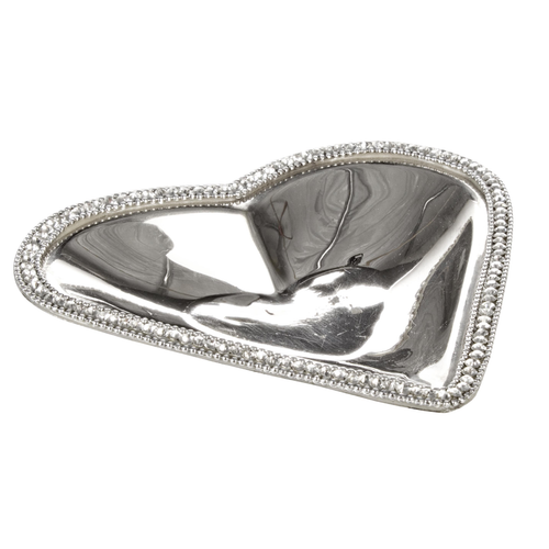 Piattino diamond a forma di cuore realizzato in ottone e cristallo silver plated