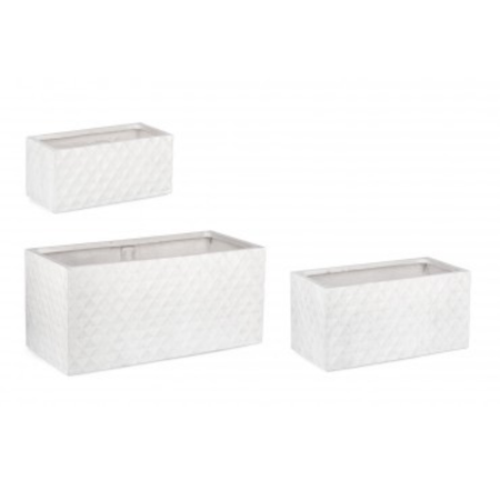 Set 3 PortaVaso Pyramid Rettangolare Bianco per uso esterno.