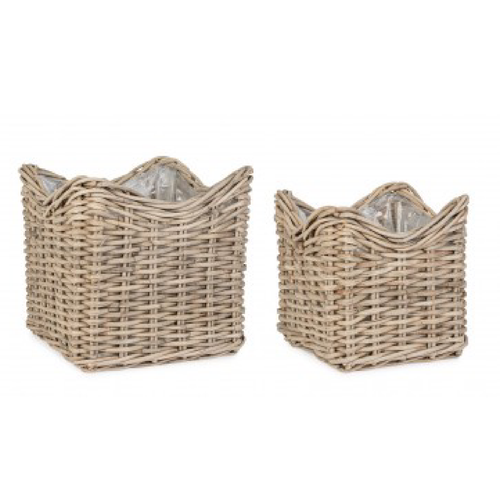 Set 2 Ceste haris quadrate con rivestimento interno in nylon  da esterno