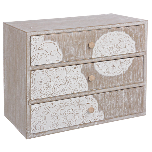 Cassettiera porta gioie shiva con 3 cassetti realizzata in mdf