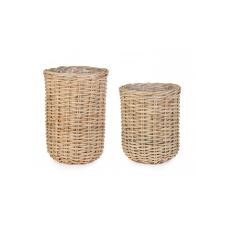Set 2 Ceste Jefri ovale con rivestimento interno in nylon da esterno