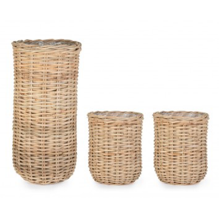 Set 3 Cesta Jefri ovale con rivestimento interno in nylon da esterno
