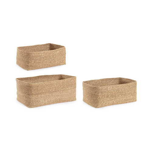 Set 3 cesta Felicia rettangolare naturale da esterna