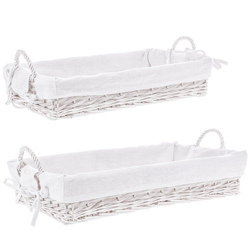 Set vassoio alesha rettangolare realizzato in vimini e trucioli, con rivestimento 100% in cotone