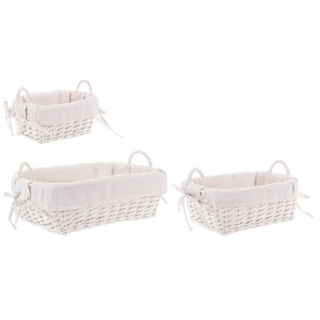 Set 3 Ceste alesha in Vimini naturale, con rivestimento 100% in cotone