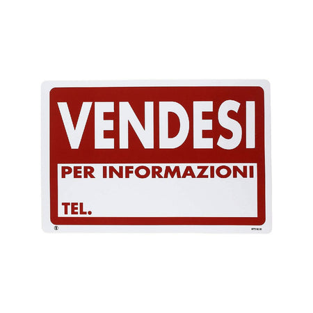 Cartello segnaletico "Vendesi" realizzato in pvc con dimensioni 20 x 30 cm
