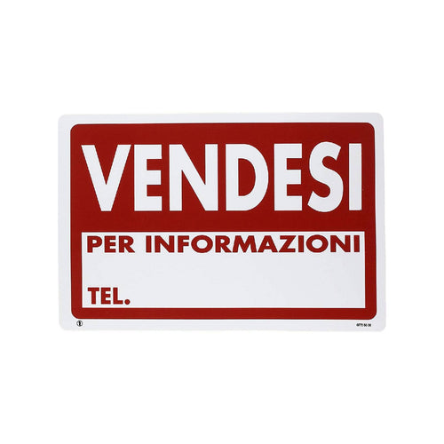 Cartello segnaletico Vendesi realizzato in pvc con dimensioni 20 x 30 cm