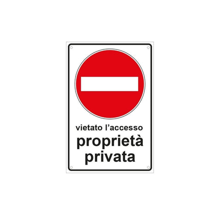 Cartello segnaletico "Vietato l'Accesso" realizzato in pvc con dimensioni 20 x 30 cm