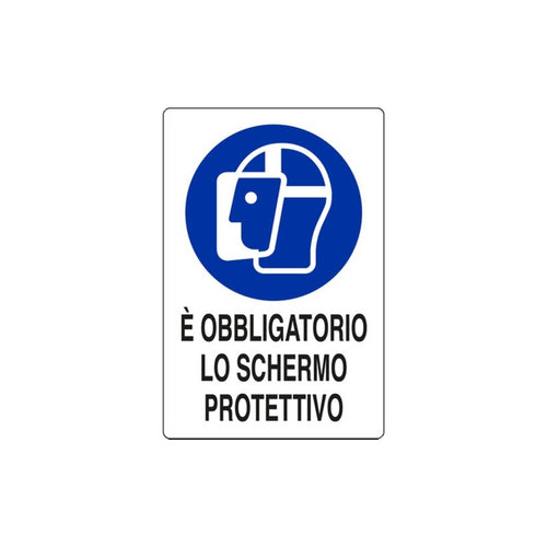 Cartello segnaletico Obbligatorio Schermo Protettivo realizzato in pvc 20 x 30 cm