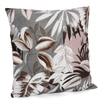 Cuscino foliage verde-rosa con misura 45x45 realizzato con fodera 100% poliestere e 100% imbottitura poliestere