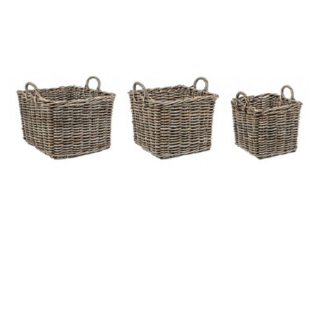 Set 3 Cesti Narra quadrate sbiancanti e naturale da esterno