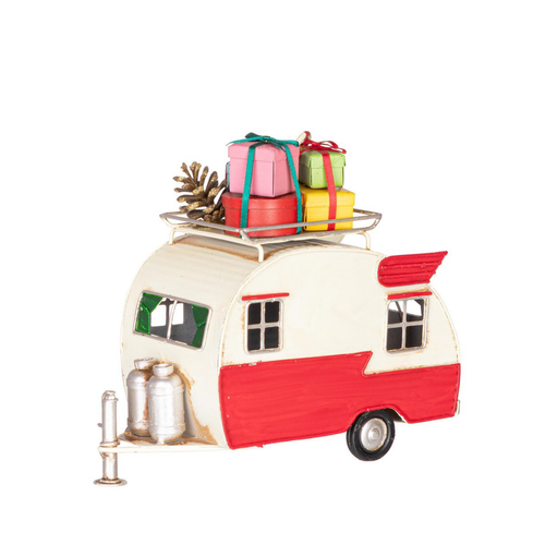 Camper Gladys con regali  in metallo per decorazioni natalizie