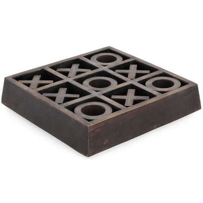 Tris in legno di mango con simboli O e X per decorazioni interne