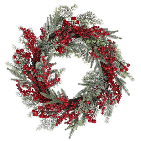 Corona natalizia "Trixy" con bacche rosso in polistirolo per decorazioni natalizie