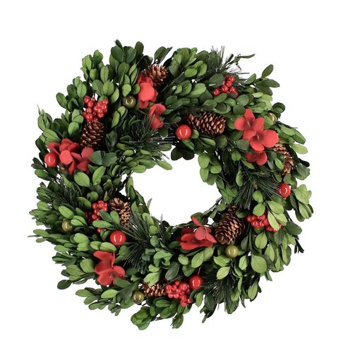 Corona natalizia Antea verde con bacche in polistirolo per decorazioni natalizie