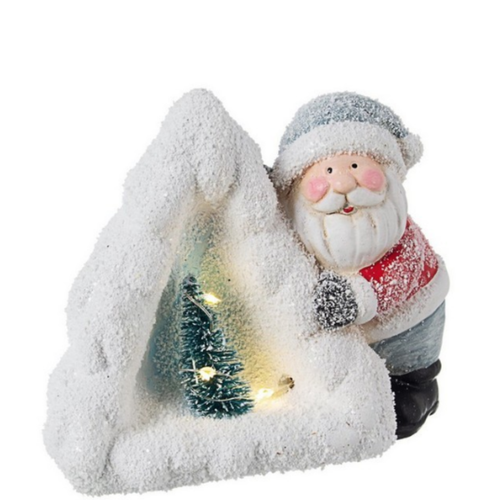 Babbo natale Wintry con pino e led in ceramica decorazioni natalizie