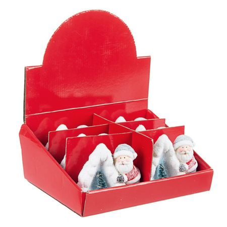 Babbo natale "Wintry" con pino e led in ceramica decorazioni natalizie