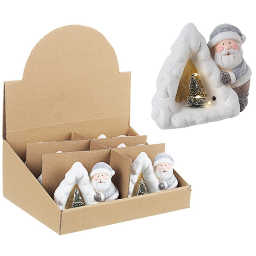 Babbo natale Blizzard con pino e led in ceramica decorazioni natalizie