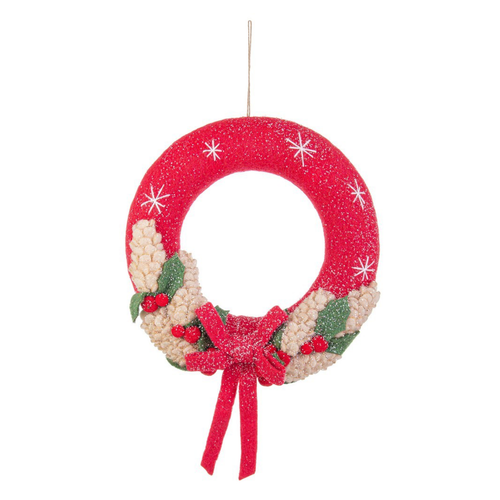 Corona natalizia Dexter rosso in polistirolo e feltro per decorazioni natalizie