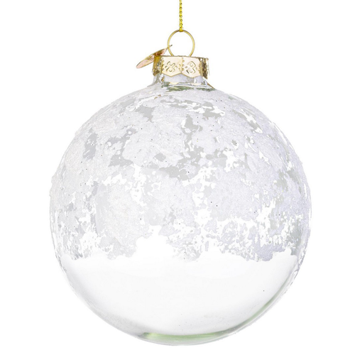Palline per albero di Natale in vetro Iced trasparente bianco per decorazioni
