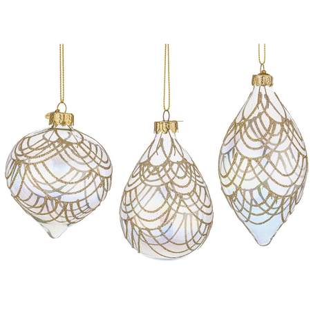 set.3 Pendaglio in vetro " Prism" iridescente per decorazioni natalizie
