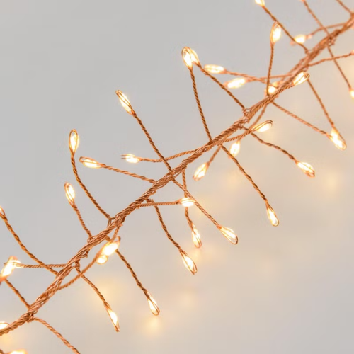 Festone di Luce rame 3 m, 600 microled bianco caldo
