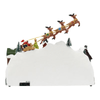 Paesaggio natalizio con Babbo Natale su slitta volante e pattinatori in movimento, led multicolor