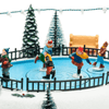 Villaggio di Natale, Pattinatori rotanti in movimento su pista, led multicolor
