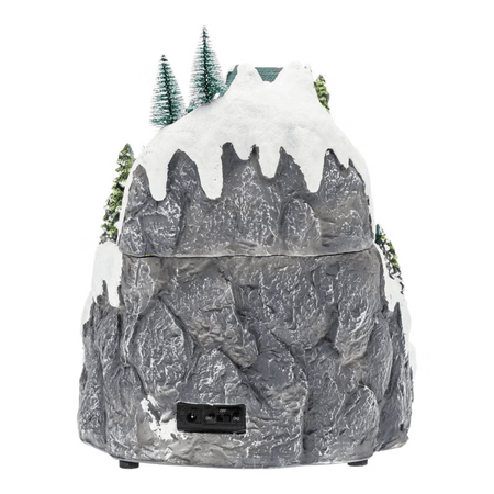 Villaggio di Natale Innevato con Trenino, Albero e Giostra rotanti, h 31 cm, musiche natalizie