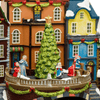 Villaggio di Natale, Stazione con Trenino in movimento e Albero di Natale rotante, h 38 cm, musiche natalizie