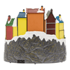 Villaggio di Natale, Stazione con Trenino in movimento e Albero di Natale rotante, h 38 cm, musiche natalizie