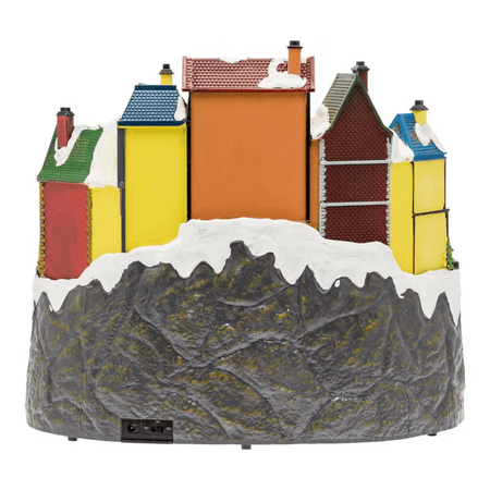 Villaggio di Natale, Stazione con Trenino in movimento e Albero di Natale rotante, h 38 cm, musiche natalizie