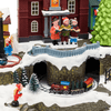 Villaggio Innevato con Chiesa e Trenino, Albero e Giostra per Bambini rotanti, h 27 cm, musiche natalizie