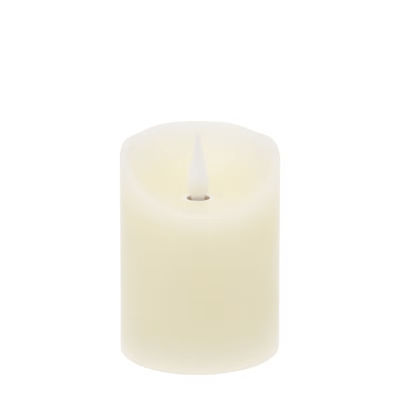 Candela led avorio in cera liscia, fiamma mobile Ø 7,5 cm per decorazioni