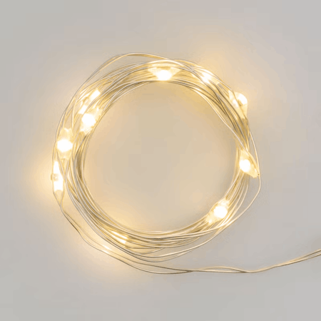 Catena a batteria bianco caldo a luce fisse per decorazioni natalizie