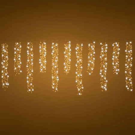 Stalattite 16 festoni, 3 x h 0,75 m, 2000 microled bianco caldo per decorazioni