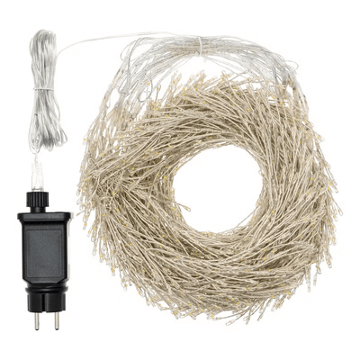 Stalattite 16 festoni, 3 x h 0,75 m, 2000 microled bianco caldo per decorazioni