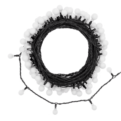 Catena 20 m, 200 minisfere Ø 15 mm, Dual Color LED Bianco Caldo e Multicolo