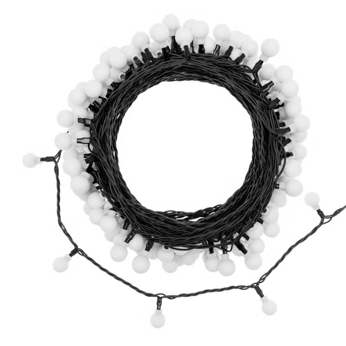 Catena 20 m, 200 minisfere Ø 15 mm, Dual Color LED Bianco Caldo e Multicolo