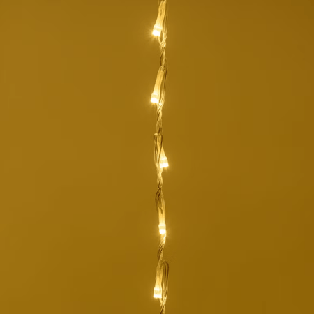 Tenda effetto nevicata con led bianco caldo, cavo trasparente
