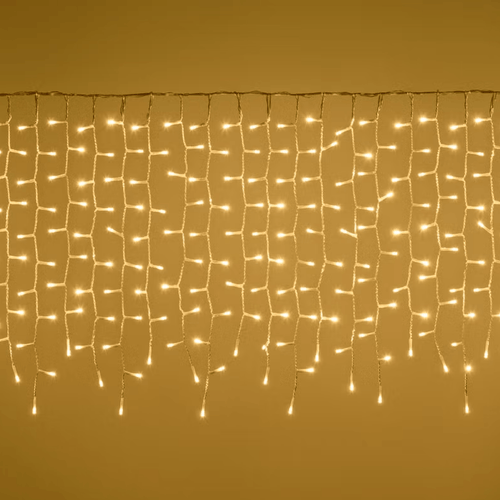 Tenda Irregolare con led bianco caldo, cavo trasparente, prolungabile