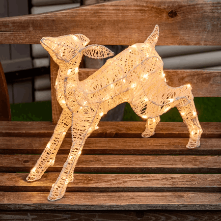 Renna cucciolo 3D Light Cream & Brown 60 led bianco extra caldo per decorazioni