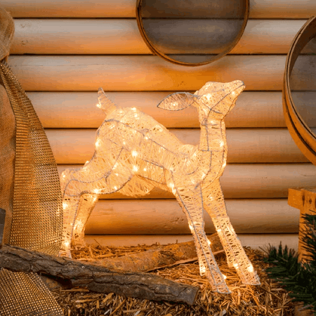 Renna cucciolo 3D Light Cream & Brown 60 led bianco extra caldo per decorazioni