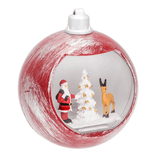 Lanterna Natalizia rosso antico con glitter nell'acqua per decorazioni