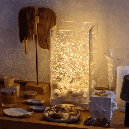 Catena di 400 microled bianco caldo per decorazioni natalizie