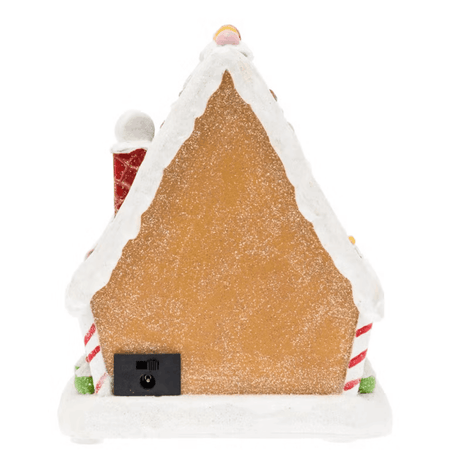 Villaggio di Natale, Casa di Marzapane con porta che si apre e chiude, h 18 cm, musiche natalizie