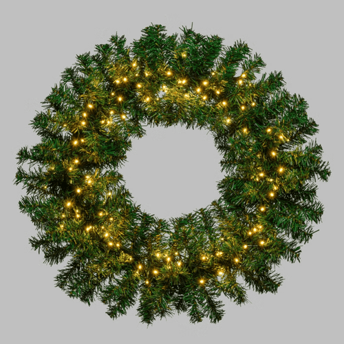 Corona di verde pino Moena a batteria, 60 cm, 140 led bianco caldo