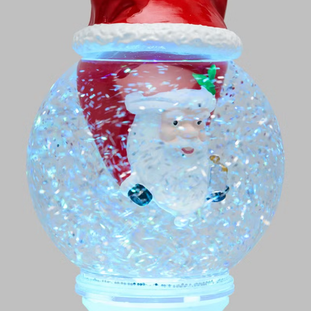 Sfera con Babbo Natale capovolto, led RGB cambiacolore per decorazioni