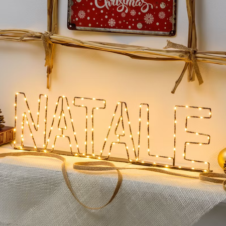 Scritta luminosa led olor rame, bianco caldo per decorazioni