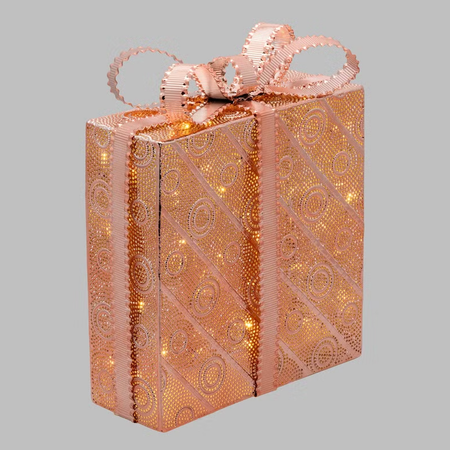 Pacco Regalo rame, 50 led bianco cald per decorazioni natalizie